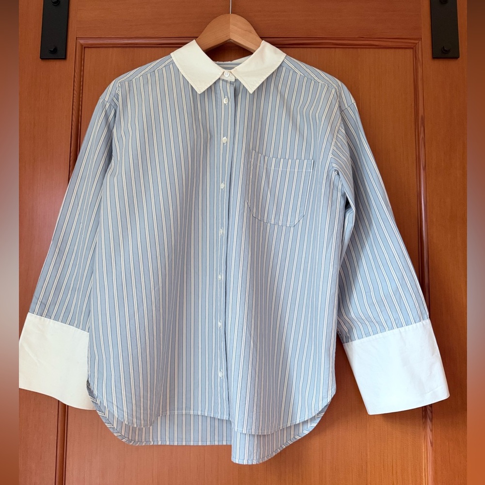 Sezane Bilma Shirt Blue / White Fine Stripes - Size 38